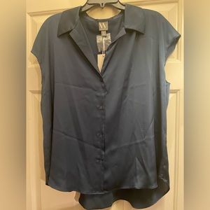 Worthington Womens Navy Button Down Shirt XL NWT